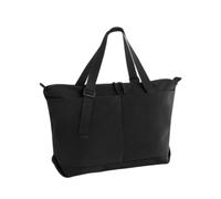 BagBase Minimal Lifestyle Tote - Black Everyday Tote Bag Ripstop with Crinkled Finish, Magnetic Front Pockets, Two-Way Zippered Access, Internal Pocket & Adjustable Straps, Made for Decoration