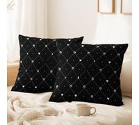 Minimalist, Trendy Cushion Covers Set of 2 Pack 50 x 30 CM - No Pillow Insert Decorative Covers Grid, Heart, Four-Pointed Star for Sofa Bed Couch Outdoor Home Decorations