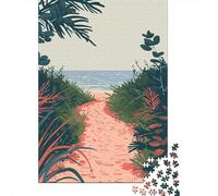 Minimalist Tropical Path Jigsaw Puzzle 1000 Pieces, Famous Building Scenic Print, Interlocking Paper Pieces, Mindful Activity for Puzzle Lovers, 38x26cm/1000pcs