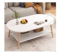 Minimalist Two-Tier Oval Coffee Table with Marble Top for Modern Living Room Display