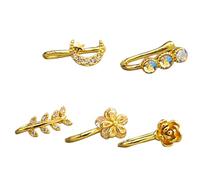 Minimalist U Designs Fake Nose Studs with Stones Ideal for First Time Wearers Sensitive Skin Friendly Nose Rings