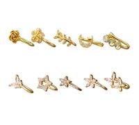 Minimalist U Designs Fake Nose Studs with Stones Ideal for First Time Wearers U Shape Nose Rings