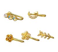 Minimalist U Designs Fake Nose Studs with Stones Ideal for First Time Wearers U Shape Nose Rings