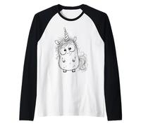 Minimalist Unicorn Hand Drawn Sketch Doodle Drawing Raglan Baseball Tee