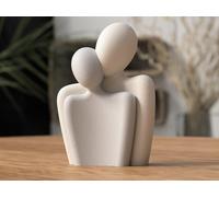 Minimalist Valentines Couple Statue: Modern Art Figurine (Ivory and Bone White, Large - 18cm Tall)