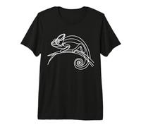 Minimalist Veiled Chameleon Line Art Reptile Design Premium T-Shirt