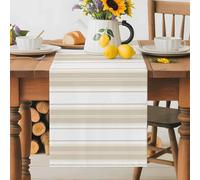 Minimalist Vertical Stripes Table Runner 72 Inches Long,Table Runners Kitchen Dining Tables Decoration for Home Party Decor, Beige Lines Pattern Tables Runner Wedding Dresser Scarf