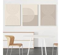 Minimalist Wall Art Abstract Beige Lines Canvas Poster Painting Boho Print Wall Pictures Bedroom Living Room Home Decor 60x90cmx3 No frame