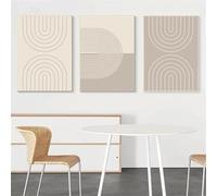 Minimalist Wall Art Abstract Beige Lines Canvas Poster Painting Boho Print Wall Pictures Bedroom Living Room Home Decor 70x100cmx3 No frame