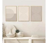 Minimalist Wall Art Abstract Beige Lines Canvas Poster Painting Boho Print Wall Pictures Bedroom Living Room Home Decor 30x45cmx3 No frame