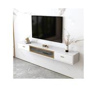 Minimalist Wall-Mounted TV Stand with Cable Management, 2 Drawer Entertainment Center for TVs, White Mobile TV Support, Modern Home Furniture (M Size)