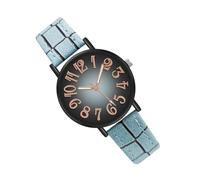 Minimalist Watch, Korean Style Casual Ladies Wrist Watch, Fashionable Women's Timepiece, Large Dial, Second Hand, Arabic Numerals Dress Watches for Small Wrists, Leather Band, Large Face, Light Blue1,