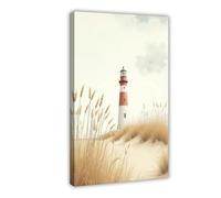 Minimalist Watercolor Lighthouse Coastal Nautical Beach Villa Decoration 3 Canvas Poster Bedroom Decor Landscape Office Room Decor Gift 12" L X 18" W