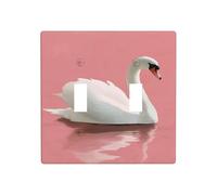 Minimalist Watercolor Swan On Pink Romantic Double Gang Toggle Light Cover Wall Plate Switch Decor Standard Size - 11.4x11.4cm