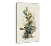 Minimalist Watercolour Flowers Justice Scales Canvas Poster Wall Art Decor Print Picture Paintings for Living Room Bedroom Decoration 20x30inch(50x75cm)