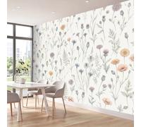 Minimalist Watercolour Wallpaper, 200 x 140 cm Wall Mural Botanical Floral Foliage Branches Photo Wallpaper, Non-Woven Print Wall Paper for Living Room Bedroom Art Decor, Renter Friendly