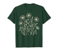 Minimalist Wildflower Line Art Boho Floral Botanical T-Shirt