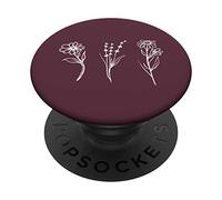 Minimalist Wine Red Floral Pattern Flower PopSockets Swappable PopGrip