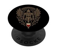 Minimalist Winged Hussar Warrior Polish Tribal Line Art PopSockets Adhesive PopGrip