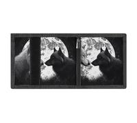 Minimalist Wolves Love Under The Moon Trifold Wallet for Men | Slim Front Pocket with Key Hook | Extra Capacity Billfold with 8 Card Slots | 1 Clear Id Window | 1 Zip Coin Pocket | Gift for Him