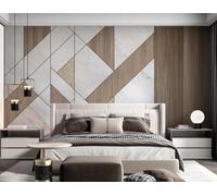 Minimalist Wood Grain Geometric Marble Effect Art 3D Wallpaper Easy Install Feature Office Living Room Sofa Bedroom TV Background Wall Decoration-300cm×210cm