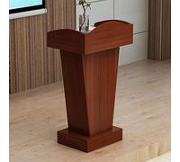 Minimalist Wooden Podium Stand with Spacious Drawer for Lectures, Ceremonies & Conferences - Perfect for Classrooms & Auditoriums (White/Brown Finish)