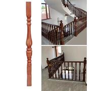 Minimalist Wooden Stair Railing Kit Contemporary Indoor & Outdoor Guardrail Replacement for Landing & Angled Steps 7-Piece Railing Post Set