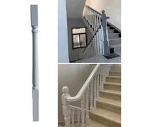 Minimalist Wooden Stair Railing Kit Modern Indoor Balustrade Replacement for Landing & Incline Contemporary Staircase il 10pcs Post Set