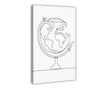 Minimalist World Map Line Art Canvas Poster Wall Art Decor Print Picture Paintings for Living Room Bedroom Decoration 16x24inch(40x60cm)
