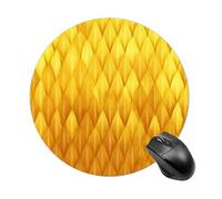 Minimalist Yellow Gradient Feathers Texture Geometric Mousepad Round Computer Mousepad Waterproof Gaming Mousepads with Non-Slip Rubber Base Mousepads Mousemat for Laptop Office 20 CM