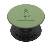 Minimalist Yoga Pose Yoga Line Art - Matcha Green PopSockets Adhesive PopGrip
