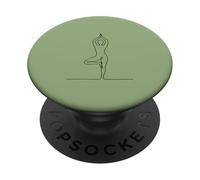 Minimalist Yoga Pose Yoga Line Art - Matcha Green PopSockets Adhesive PopGrip