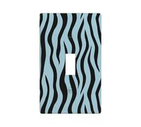 Minimalist Zebra Stripes Blue Light Switch Cover Decorative Single Toggle 1 Gang Wall Plate for Kitchen Farmhouse Bedroom Bathroom Art Decor