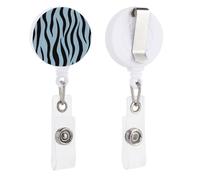 Minimalist Zebra Stripes Blue Retractable Badge Holder Reel Clip ID Card Holder for Doctor Nurse Student Office Worker