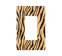Minimalist Zebra Stripes Cantaloupe Orange Light Switch Wall Plate Faceplate Cover Single Rocker 1 Gang Decorator Outlet Receptacle Covers for Home Kitchen Room Bathroom Decor