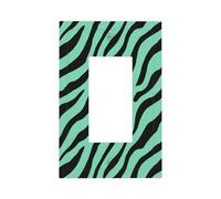 Minimalist Zebra Stripes Green Light Switch Wall Plate Faceplate Cover Single Rocker 1 Gang Decorator Outlet Receptacle Covers for Home Kitchen Room Bathroom Decor