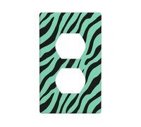 Minimalist Zebra Stripes Green Outlet Cover Light Switch Cover Decorative 1 Gang Wall Plate for Kitchen Room Bathroom Size 7x11.4cm