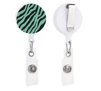 Minimalist Zebra Stripes Green Retractable Badge Holder Reel Clip ID Card Holder for Doctor Nurse Student Office Worker