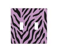 Minimalist Zebra Stripes Lavender Double Gang Toggle Light Cover Wall Plate Switch Decor Standard Size - 11.4x11.4cm