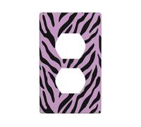 Minimalist Zebra Stripes Lavender Outlet Cover Light Switch Cover Decorative 1 Gang Wall Plate for Kitchen Room Bathroom Size 7x11.4cm