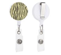 Minimalist Zebra Stripes Lemon Retractable Badge Holder Reel Clip ID Card Holder for Doctor Nurse Student Office Worker