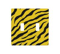 Minimalist Zebra Stripes Lemon Yellow Double Gang Toggle Light Cover Wall Plate Switch Decor Standard Size - 11.4x11.4cm