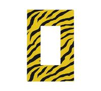 Minimalist Zebra Stripes Lemon Yellow Light Switch Wall Plate Faceplate Cover Single Rocker 1 Gang Decorator Outlet Receptacle Covers for Home Kitchen Room Bathroom Decor