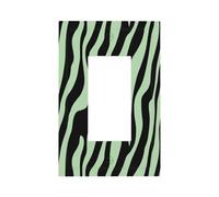 Minimalist Zebra Stripes Light Celadon Light Switch Wall Plate Faceplate Cover Single Rocker 1 Gang Decorator Outlet Receptacle Covers for Home Kitchen Room Bathroom Decor