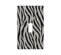 Minimalist Zebra Stripes Light Grey Light Switch Cover Decorative Single Toggle 1 Gang Wall Plate for Kitchen Farmhouse Bedroom Bathroom Art Decor