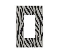 Minimalist Zebra Stripes Light Grey Light Switch Wall Plate Faceplate Cover Single Rocker 1 Gang Decorator Outlet Receptacle Covers for Home Kitchen Room Bathroom Decor