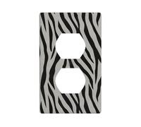 Minimalist Zebra Stripes Light Grey Outlet Cover Light Switch Cover Decorative 1 Gang Wall Plate for Kitchen Room Bathroom Size 7x11.4cm