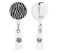 Minimalist Zebra Stripes Light Grey Retractable Badge Holder Reel Clip ID Card Holder for Doctor Nurse Student Office Worker