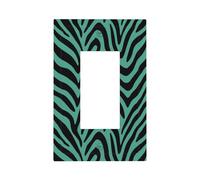 Minimalist Zebra Stripes Milky Teal Light Switch Wall Plate Faceplate Cover Single Rocker 1 Gang Decorator Outlet Receptacle Covers for Home Kitchen Room Bathroom Decor