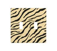 Minimalist Zebra Stripes Pale Gold Double Gang Toggle Light Cover Wall Plate Switch Decor Standard Size - 11.4x11.4cm